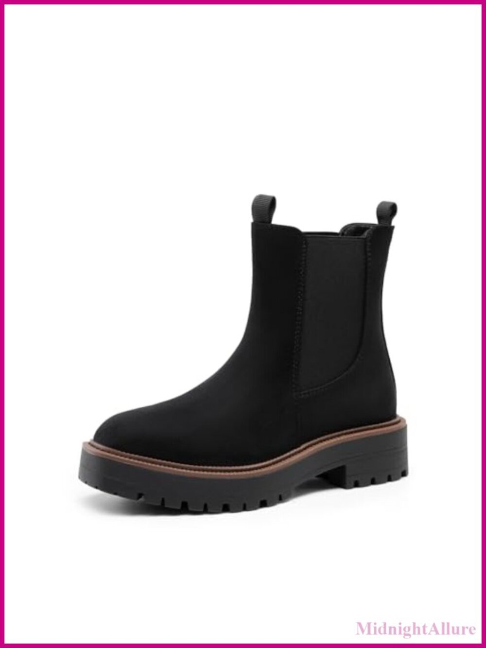 Women's Chelsea Ankle Boots Faux Leather Slip On Chunky Heel Booties